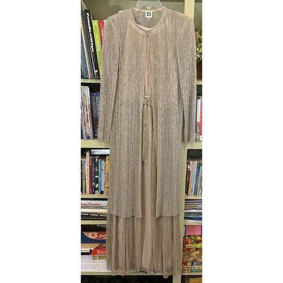 Alexa B Nites Women's Sleeveless Gold Maxi Dress Size 8 Goddess Ethereal Sweater - Picture 5 of 8